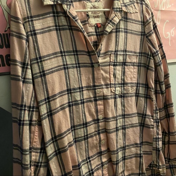 Light Pink Button Up Flannel Long Sleeve - Picture 3 of 3